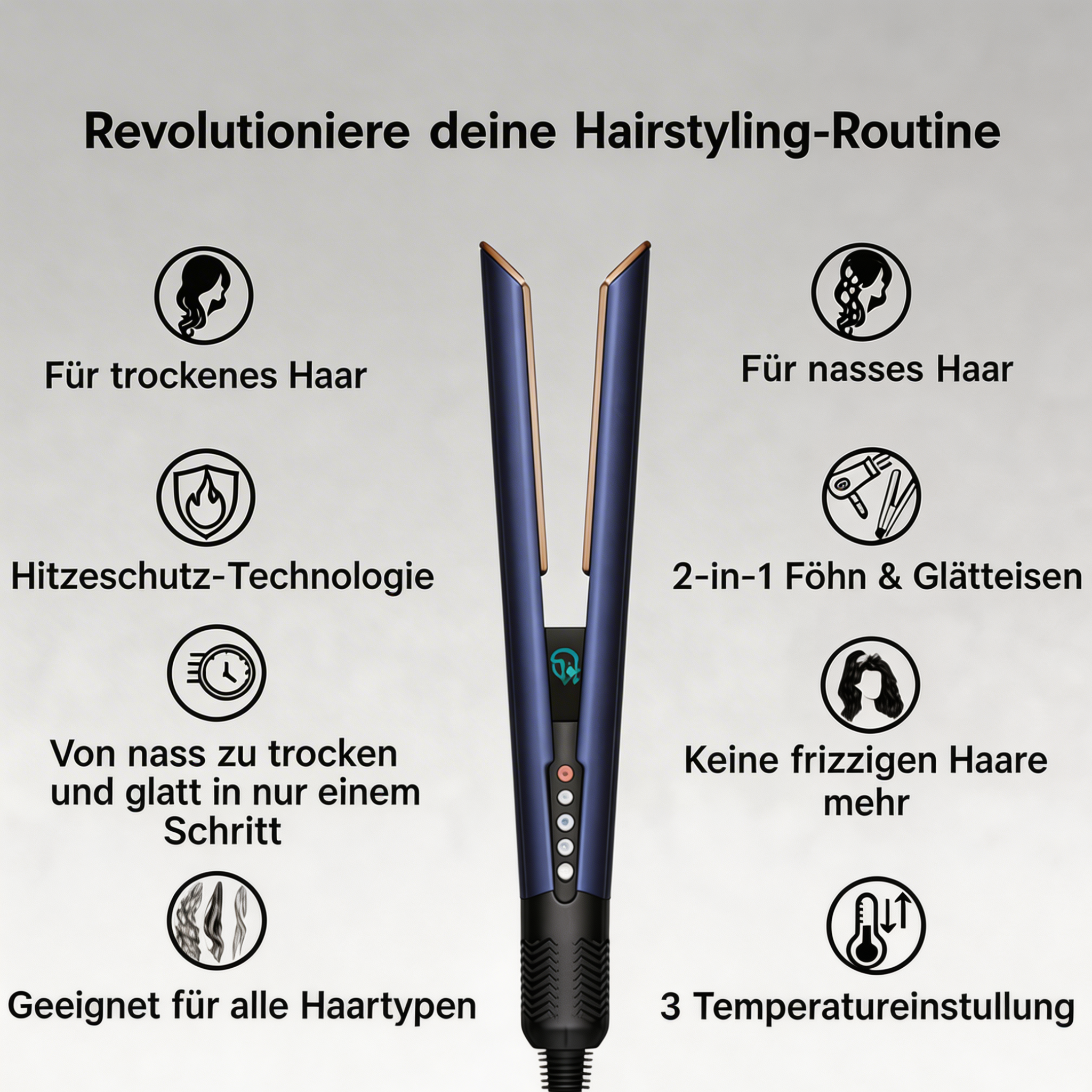 SilkAir Styler™ 2-in-1 Glätteisen mit Föhnfunktion & Ionentechnologie